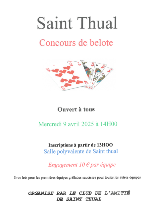 ♠️♥️ Concours de belote ♦️♣️